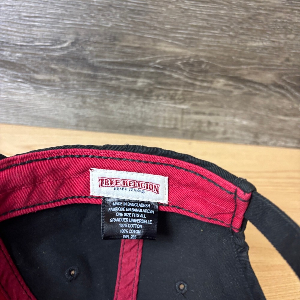 Vintage True Religion Hat Cap Strap Back Black Red Buddha Adjustable - Picture 8 of 9